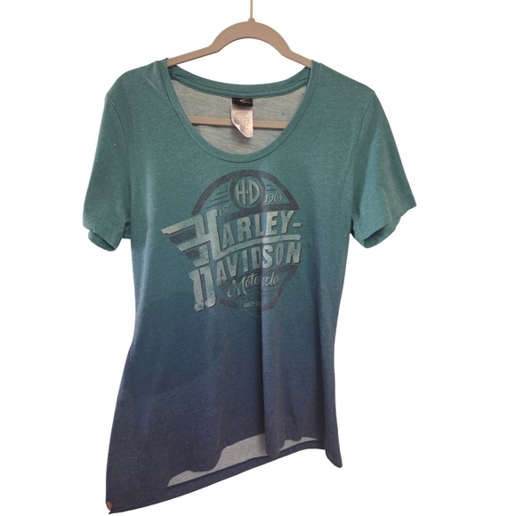 Harley-Davidson Tops - Harley Davidson Women's Turquoise Blue Ombre Graphic T Shirt Tee‎ Top Size L
